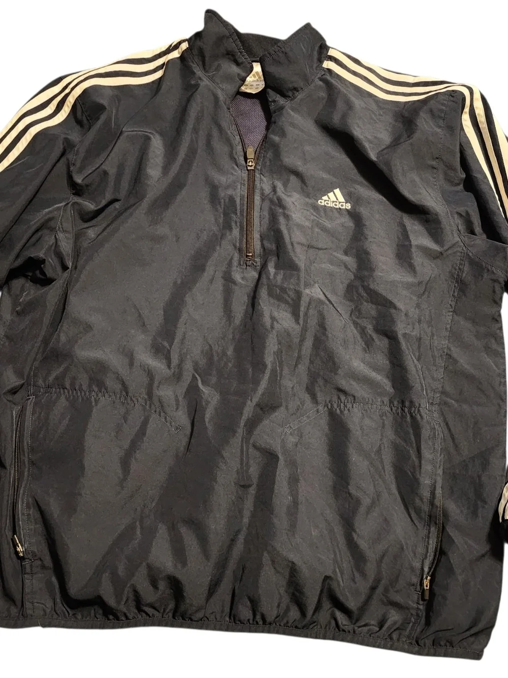 adidas Black Windbreaker with Three-Stripes